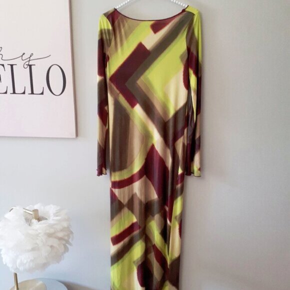 NWOT Zara multicolour abstract geometric print open back midi dress, M - Picture 12 of 14